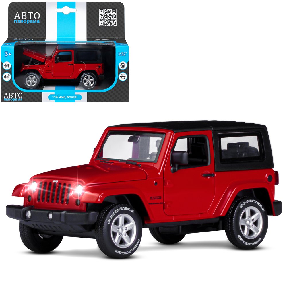 

Машинка металлическая Автопанорама, Jeep Wrangle, инерционная, М1:32, красный, JB1251518, JB1251518