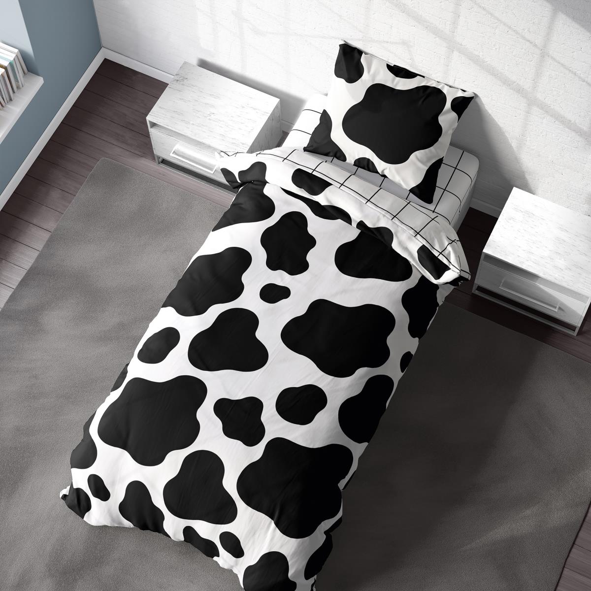 Постельное Белье 1.5-спальное Перкаль Cow(70х70) Crazy Getup