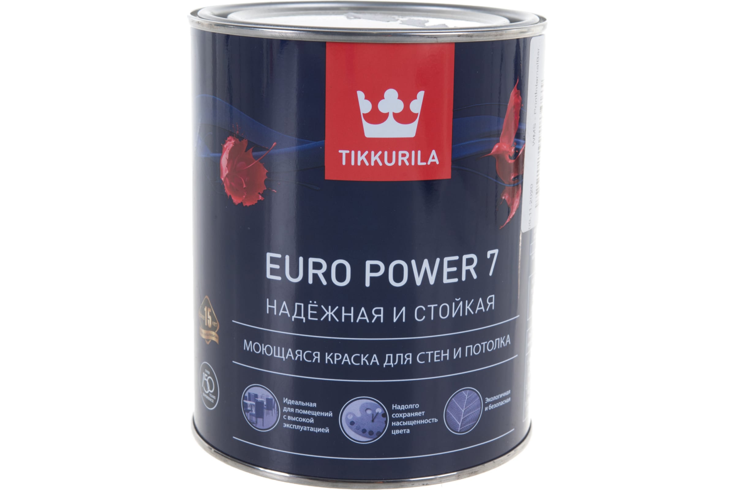 TIKKURILA EURO POWER 7 краска моющаяся для стен и потолка, матовая, база A 0,9 18449