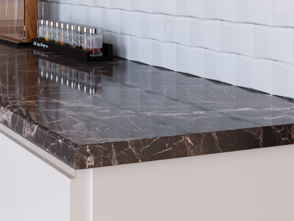 

Столешница для кухни КЕДР 3029/1 Мрамор марквина черный, 1300х600х38 мм с кромкой, Столешницы КЕДР