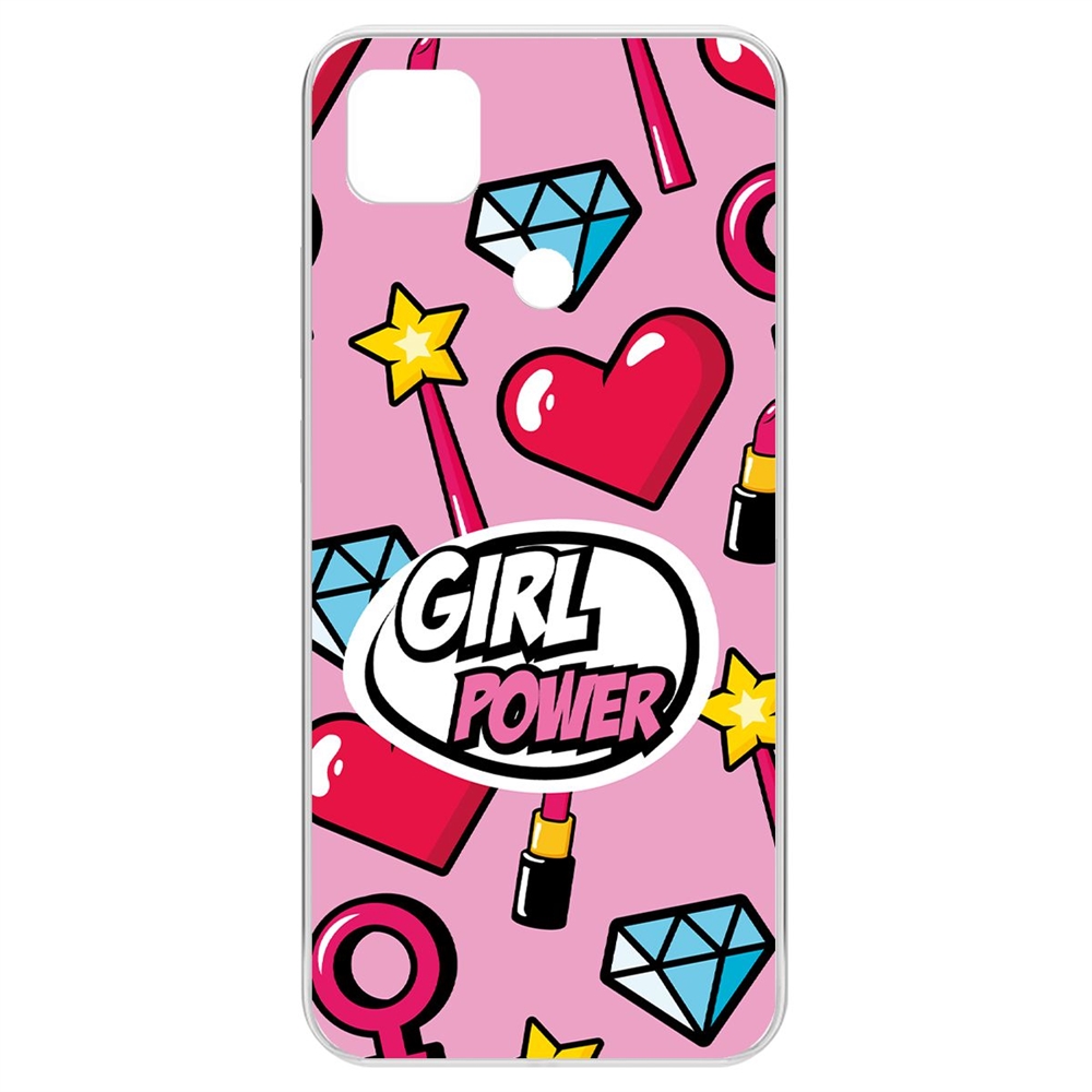 фото Чехол-накладка krutoff clear case girl power для xiaomi redmi 9c