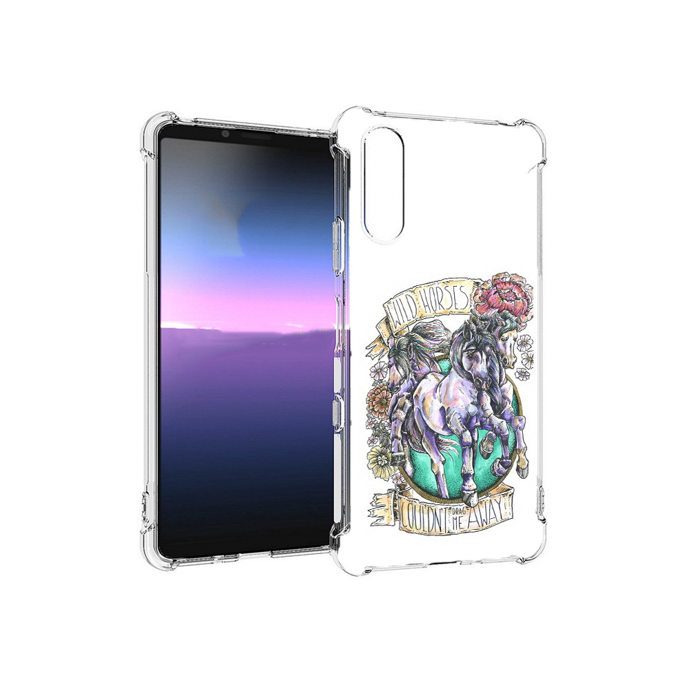 

Чехол MyPads Tocco для Sony Xperia 10 III рисунок коней в цветах (PT161504.223.582), Прозрачный, Tocco