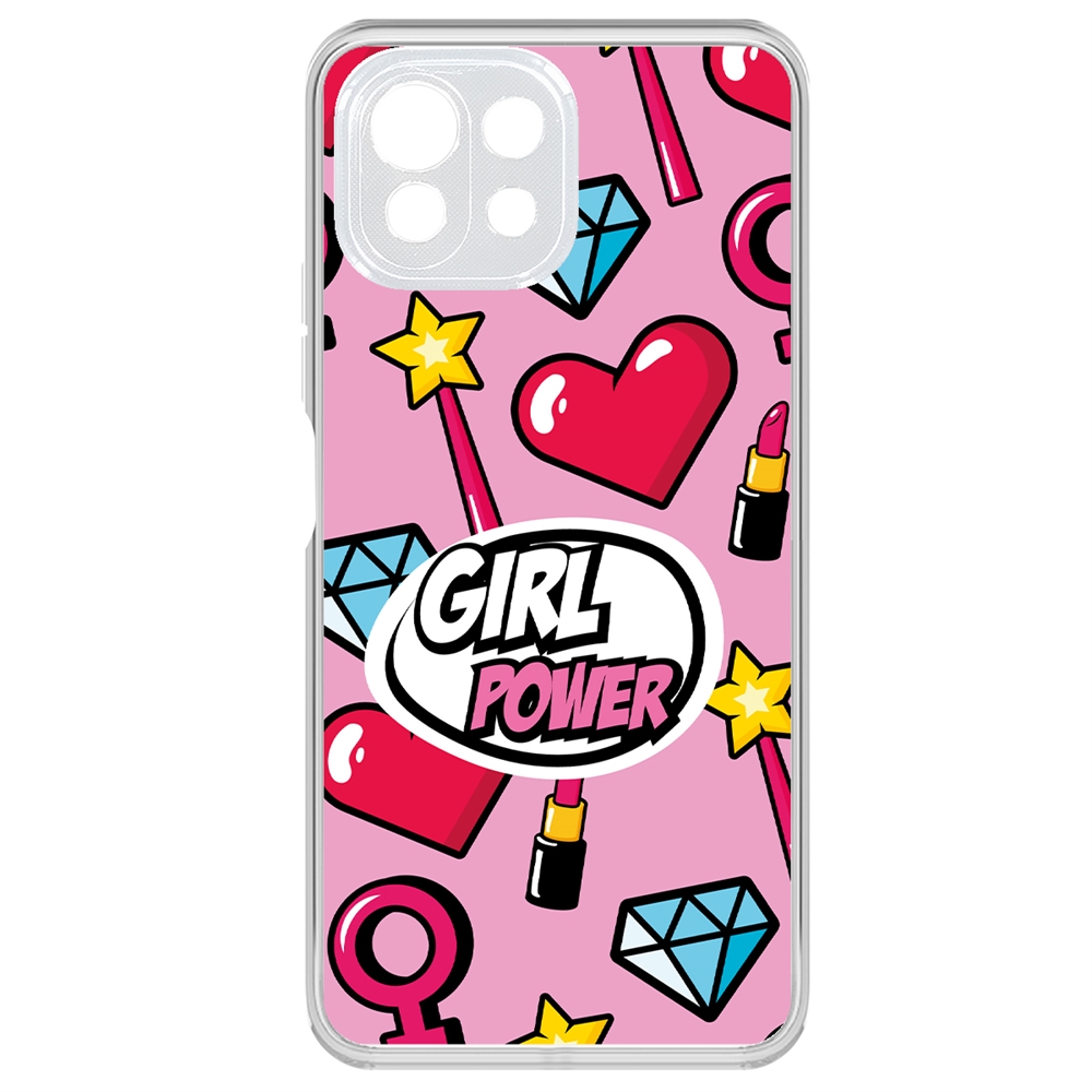 фото Чехол-накладка krutoff clear case girl power для xiaomi mi 11 lite