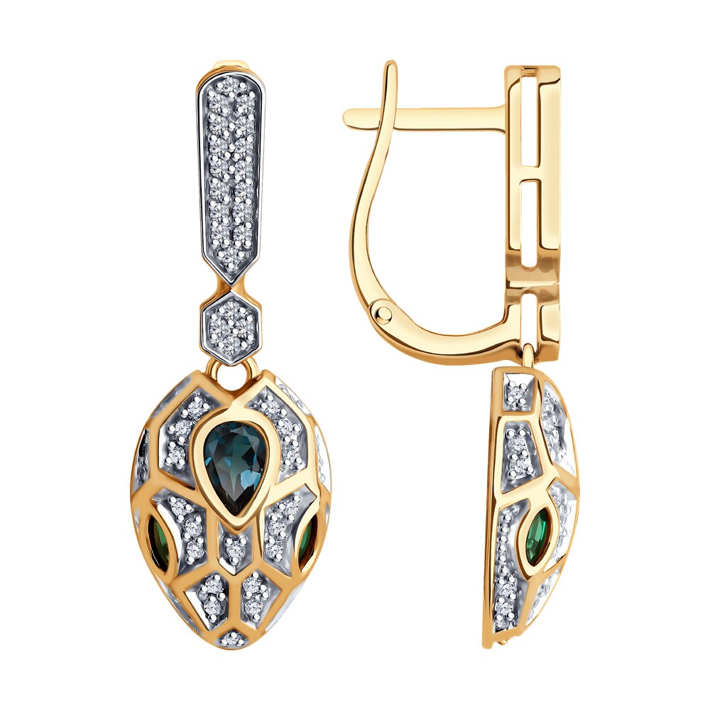 

Серьги из красного золота SOKOLOV 728758, изумруд искусственный/фианит/топаз, 728758