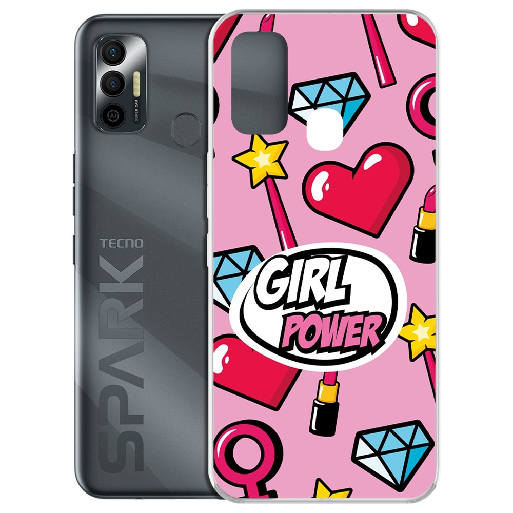 фото Чехол-накладка krutoff clear case girl power для tecno spark 7