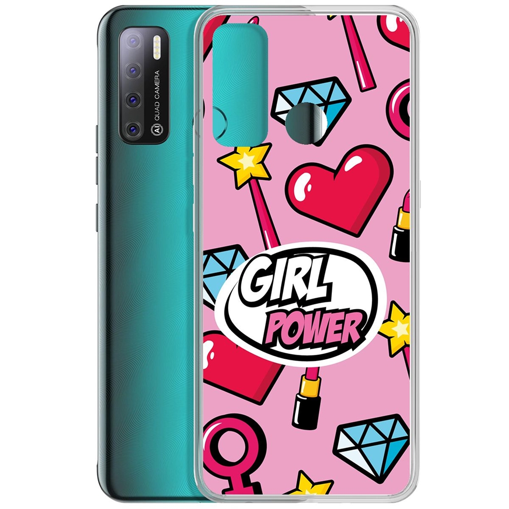 фото Чехол-накладка krutoff clear case girl power для tecno pouvoir 4