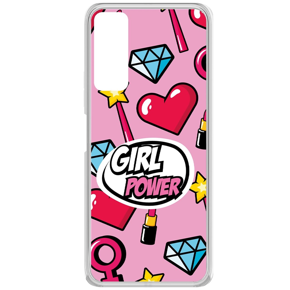 фото Чехол-накладка krutoff clear case girl power для tecno camon 17p