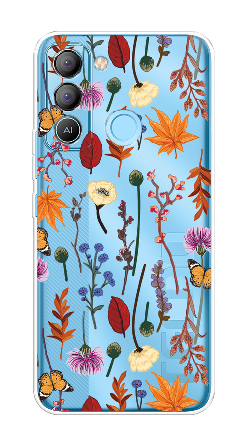 

Чехол на Tecno POP 5 LTE "Orange Purple flowers", Оранжевый;красный;розовый;желтый;прозрачный, 303050-1