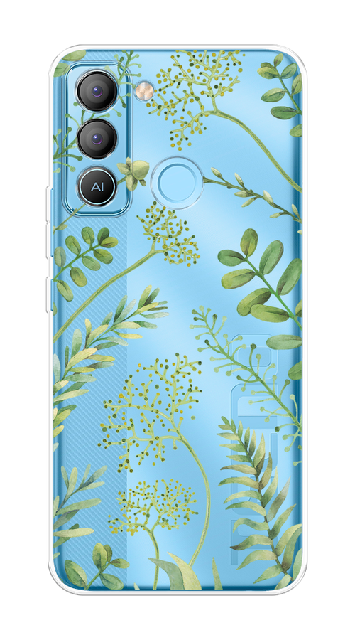 

Чехол на Tecno Pop 5 LTE "Green Leaves", Зеленый;прозрачный, 303050-1