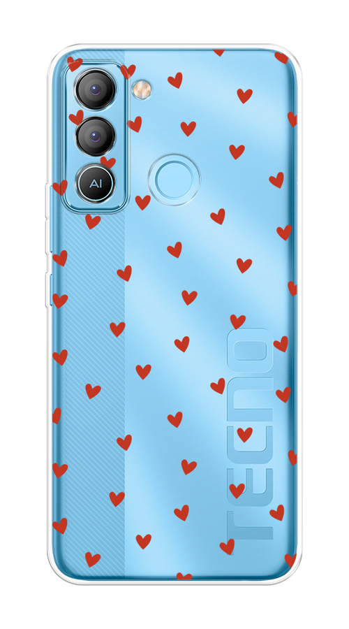 

Чехол на Tecno POP 5 LTE "Red hearts", Красный;прозрачный, 303050-1