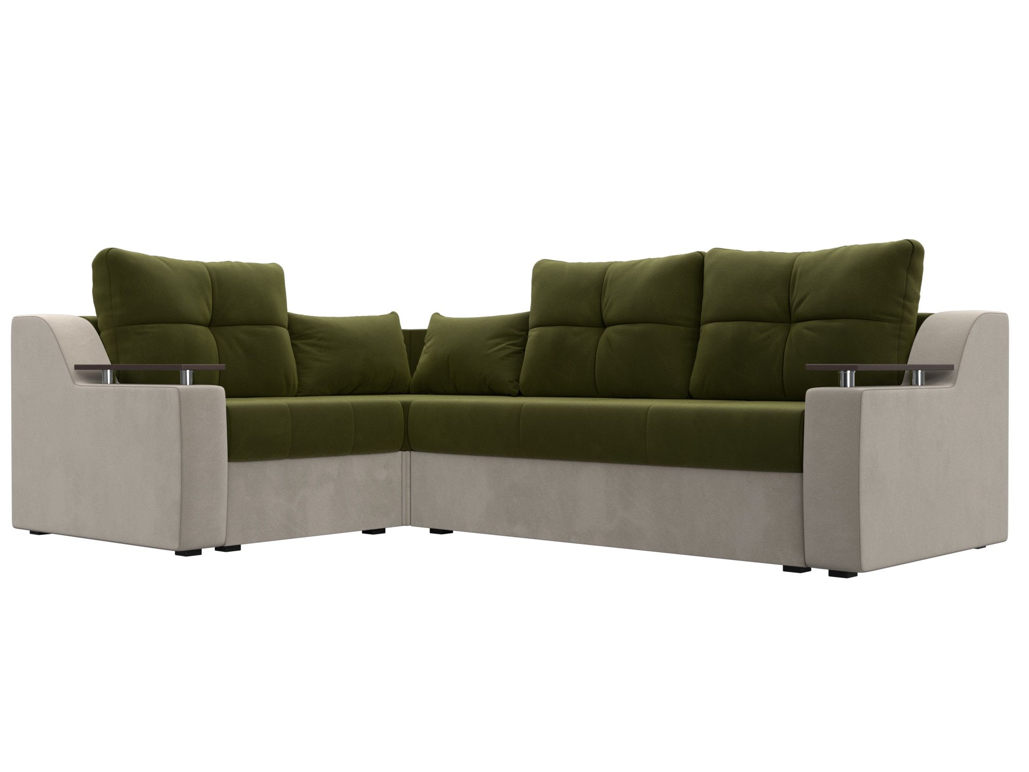 

Угловой диван Лига Диванов Кронос левый угол 254х184х74 см, зеленый\бежевый, Угловой диван Кронос левый угол