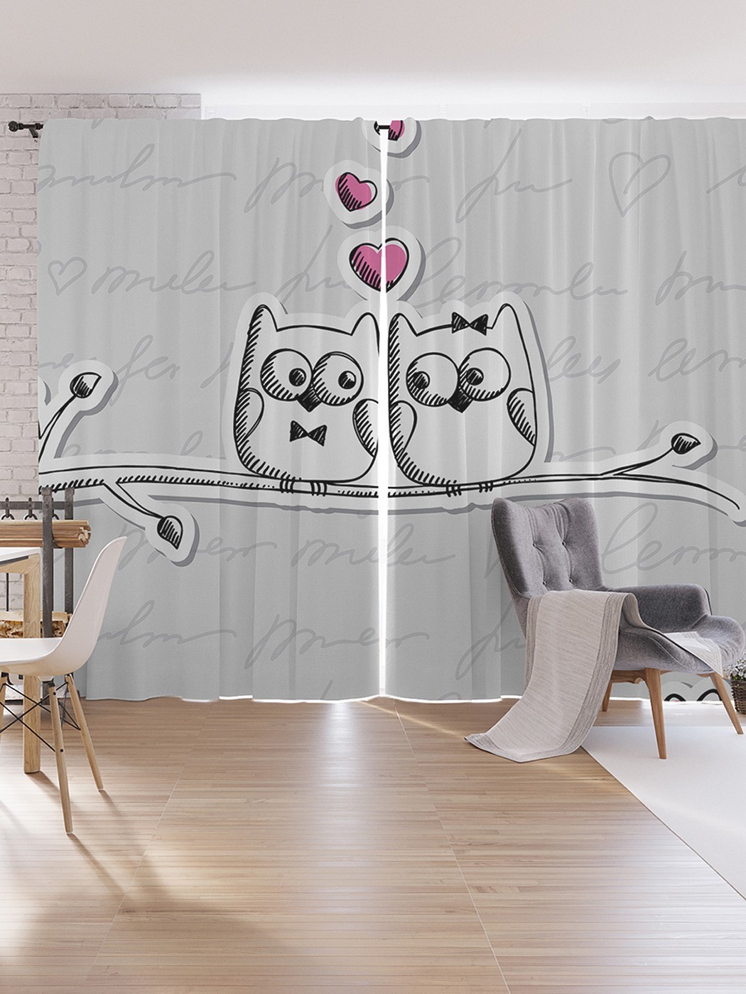 

Шторы под лён JoyArty "Беседа влюбленных сов", серия Oxford DeLux, 340х265 см, Беседа влюбленных сов