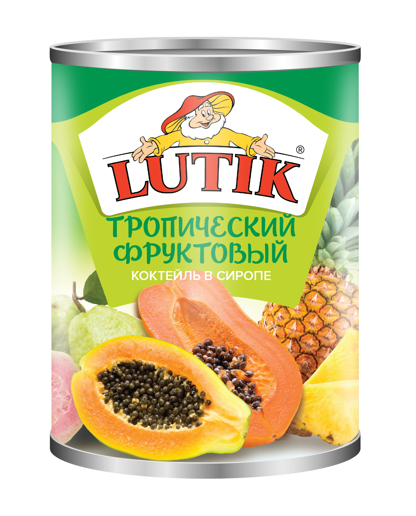 фото Коктейль фруктовый тропический lutik в сиропе 580 мл