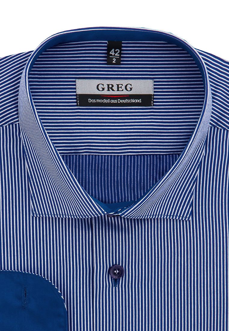 

Рубашка мужская Greg 01-00005265 синяя 39, Синий, 01-00005265