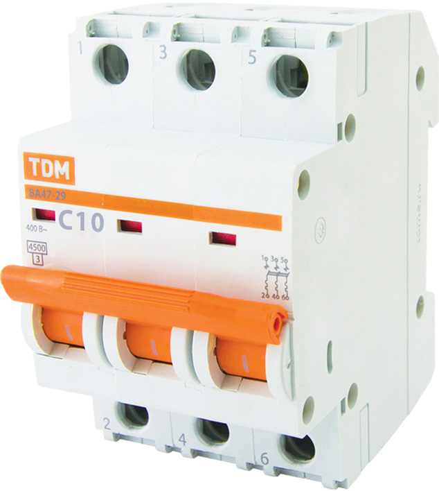 

TDM Electric ВА 47-29 выключатель автоматический 3 полюса 10А хар-ка С