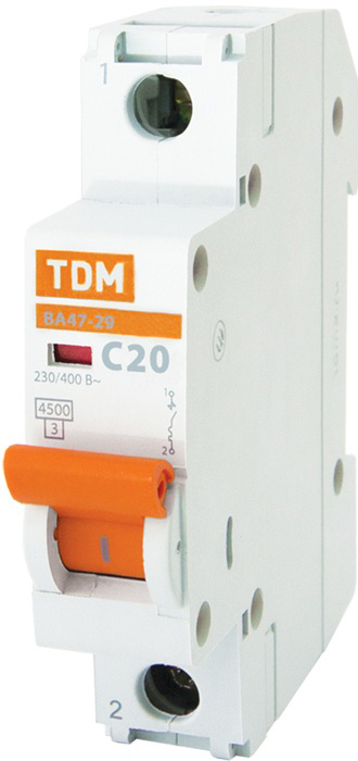 

TDM Electric ВА 47-29 выключатель автоматический 1 полюс 20А хар-ка С