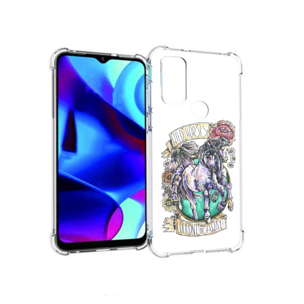 

Чехол MyPads Tocco для Motorola Moto G рисунок коней в цветах (PT227075.349.582), Прозрачный, Tocco