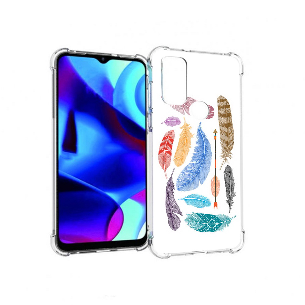 

Чехол MyPads Tocco для Motorola Moto G разноцветные перья (PT227075.349.572), Прозрачный, Tocco