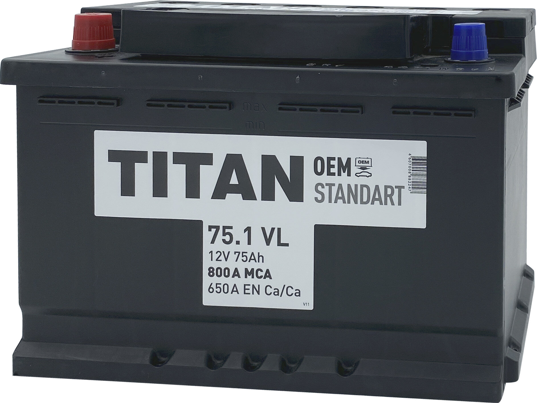 

Аккумулятор TITAN Standart 75 Ач 650 А прямая полярность, STANDART