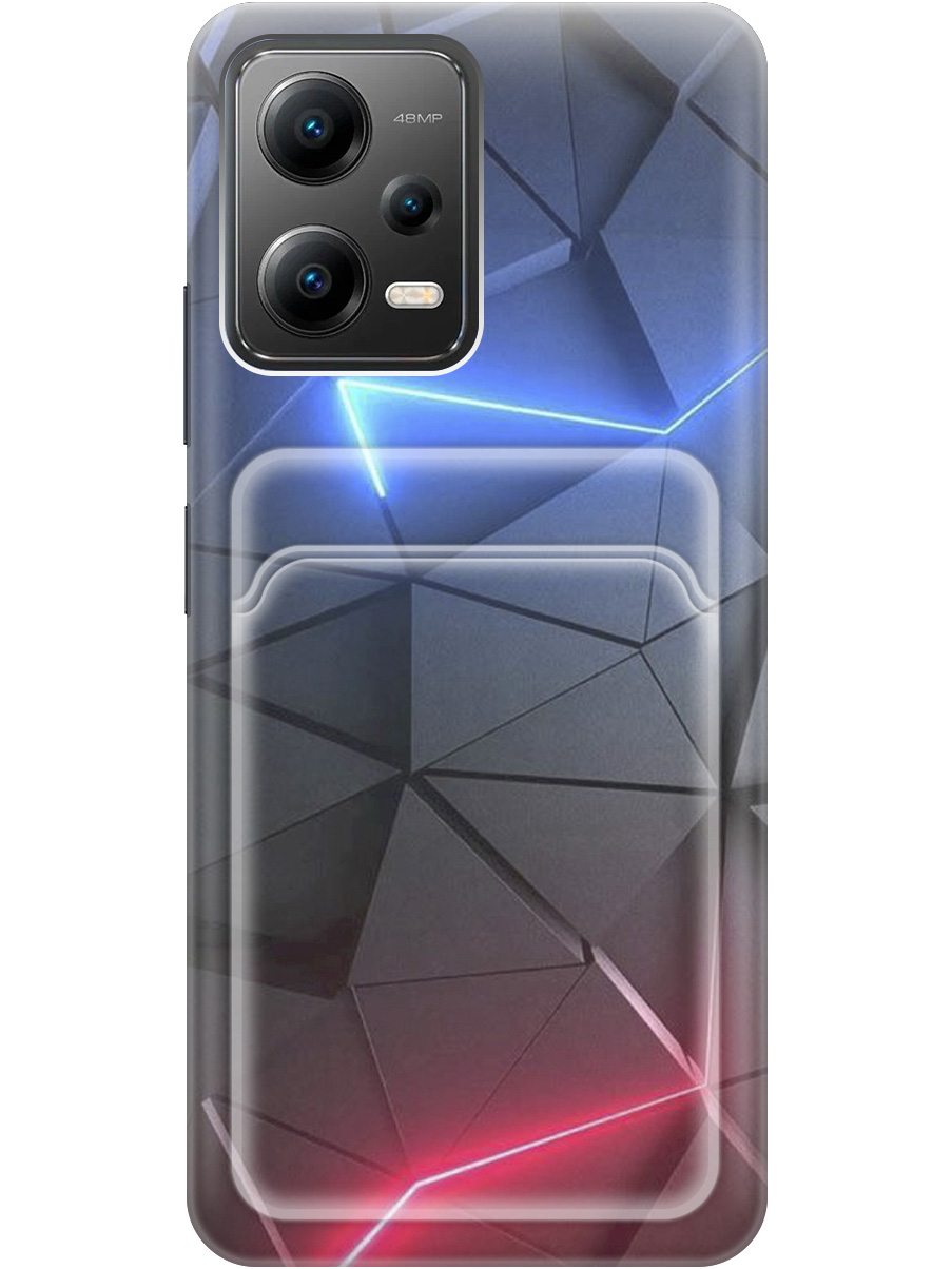 

Силиконовый чехол на Xiaomi Poco X5 5G с рисунком "Графитовые грани", Серый;синий, 20011995