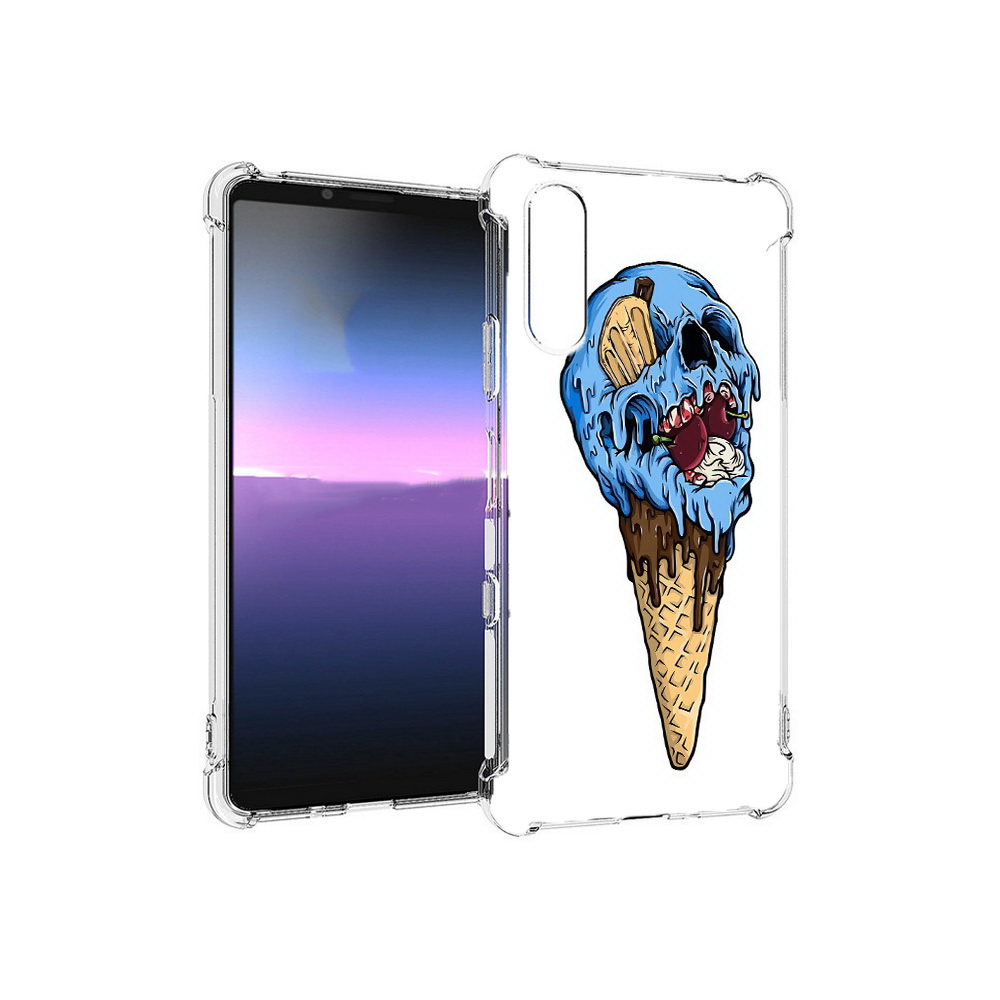 

Чехол MyPads Tocco для Sony Xperia 10 III мороженное череп (PT161504.223.484), Прозрачный, Tocco