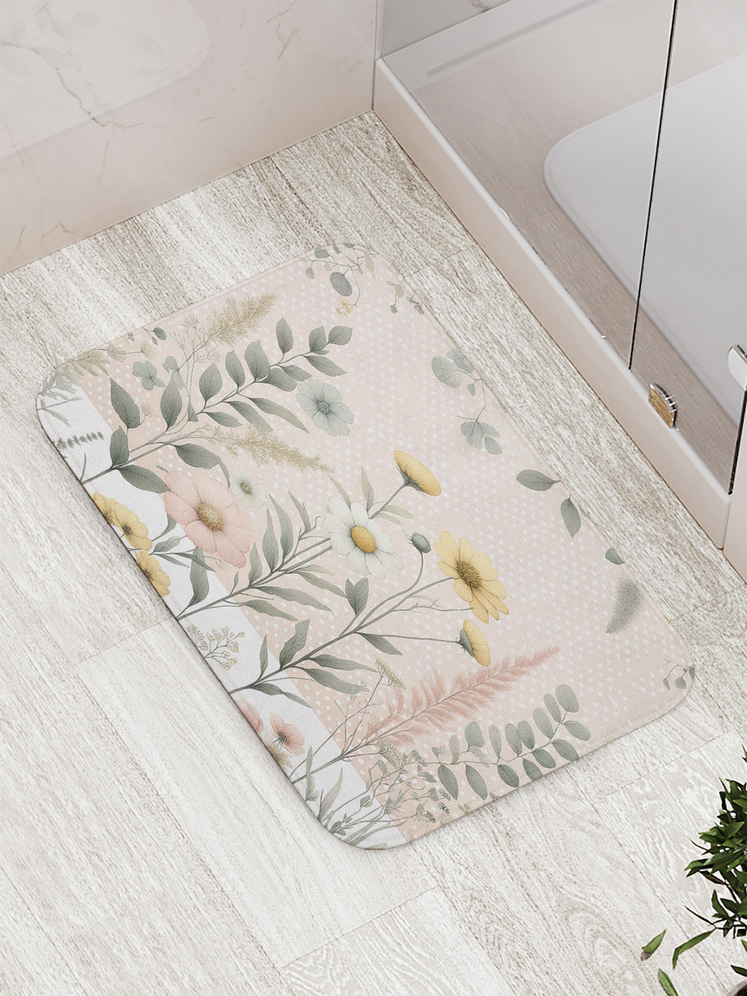 

Коврик для ванной и туалета мягкий JoyArty "Веточки и ромашки", bath_sd3239