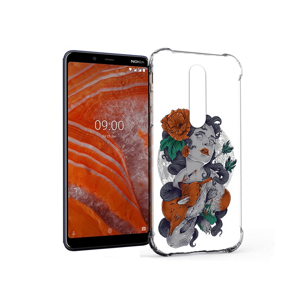 

Чехол MyPads Tocco для Nokia 3.1 Plus темная девушка с лисой (PT121397.96.639), Прозрачный, Tocco
