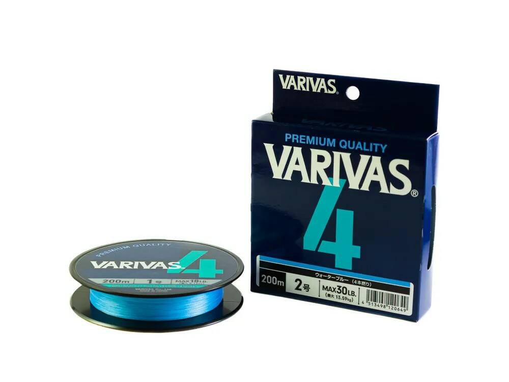 

Шнур VARIVAS PE 4 200m 2.0 Water Blue, Голубой, Water Blue
