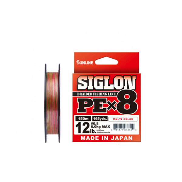 

Шнур Sunline Siglon PEx8 Multicolor 5C #0.8 12lb 150м 6,0 кг., Разноцветный, Siglon