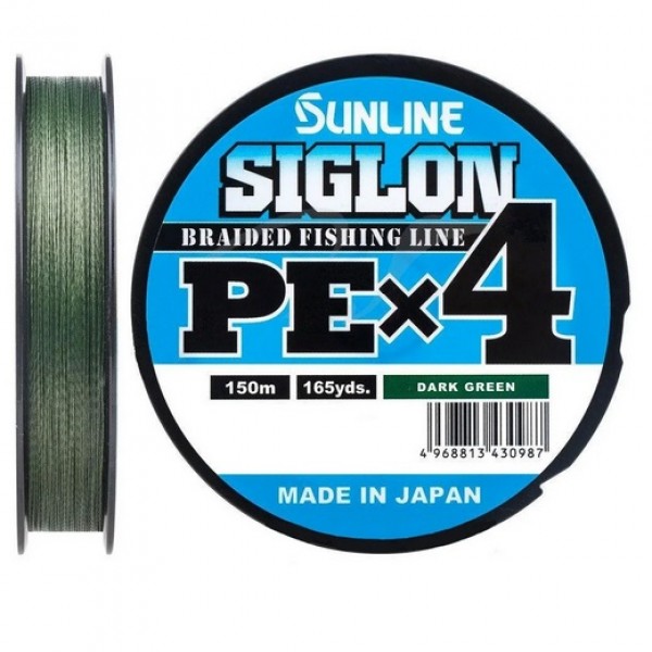 

Шнур Sunline Siglon PEx4 DarkGreen #1.7 30lb 150м 13 кг., Зеленый, Siglon