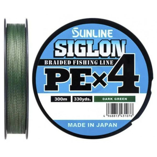Шнур Sunline Siglon PEx4 DarkGreen #0.6 10lb 150м 4.5 кг.
