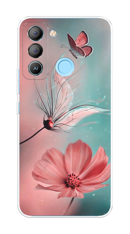 

Чехол на Tecno POP 5 LTE "Бабочка и цветок", Голубой;розовый, 303050-1