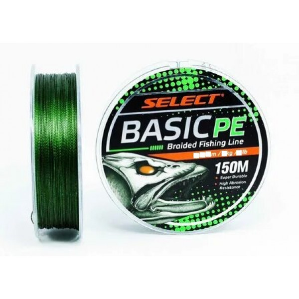 Шнур Select Basic PE 4x 150m (тёмно-зелёный) 0.14mm 15LB/6.8kg