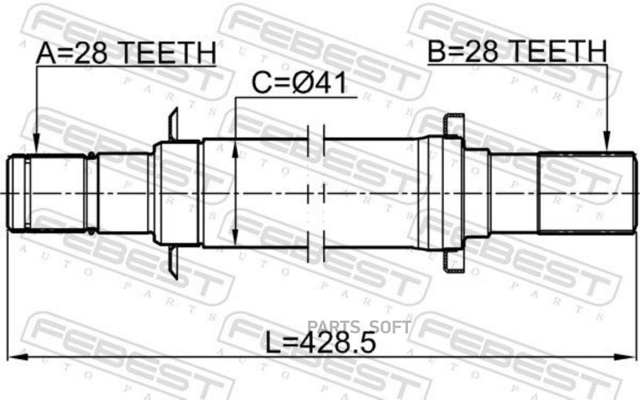 

Полуось Правая 28X430X28 FEBEST 2212slat