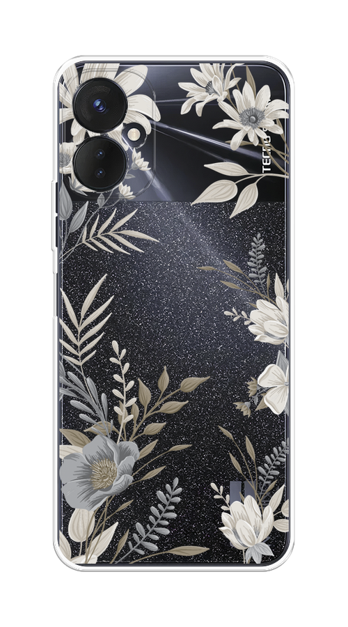 

Чехол на Tecno Spark 9 Pro "Цветы сепия", Серый;прозрачный;зеленый;белый, 301950-1