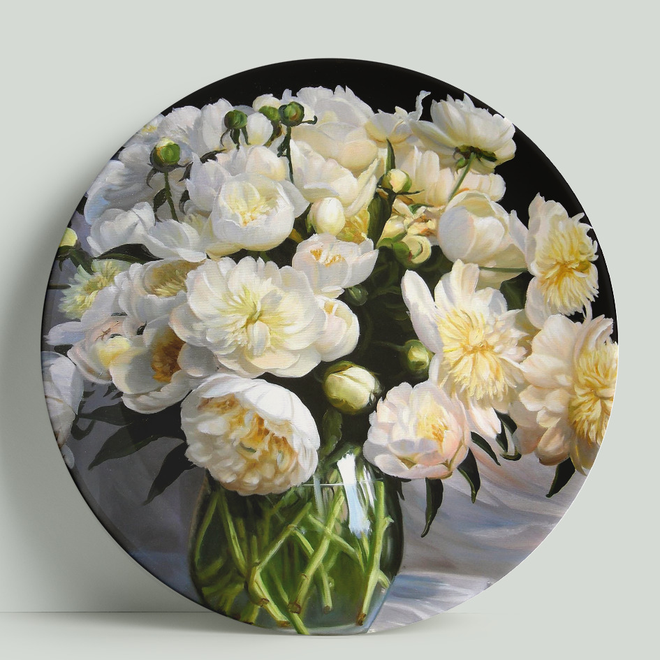 Декоративная тарелка WortekDesign Пионы, 20 см