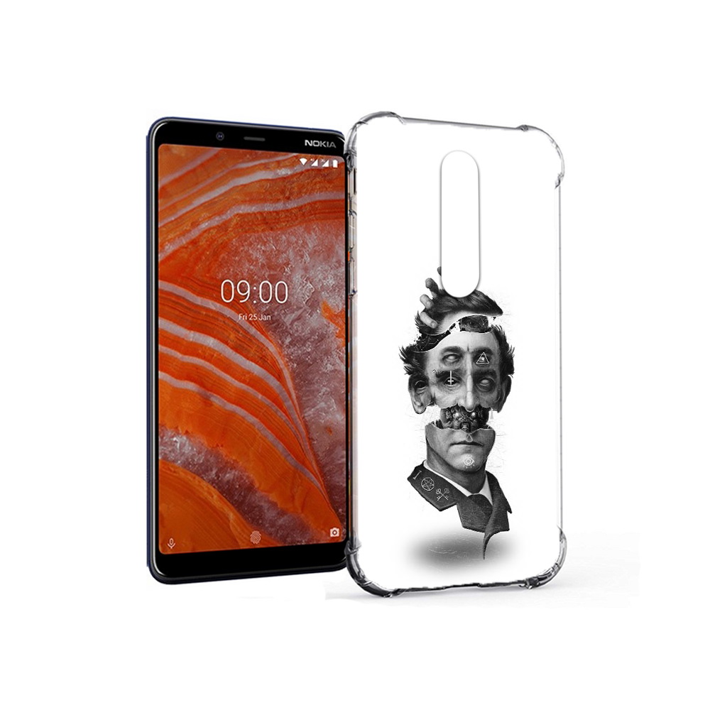 

Чехол MyPads Tocco для Nokia 3.1 Plus страшное лицо абстракция (PT121397.96.628), Прозрачный, Tocco