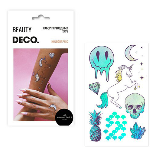 Купить Татуировки переводные для тела Deco Beauty Boo by Miami tattoos Holographic, DECO.