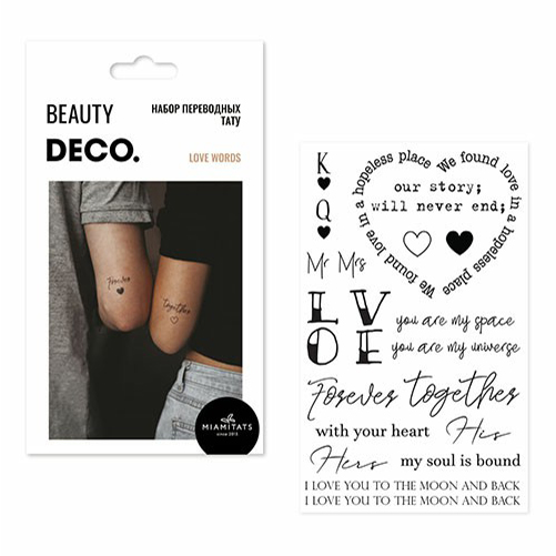 Татуировки переводные для тела DECO. by Miami tattoos Love words Слова мини книжки english учим слова из 4 букв english words 4 letters