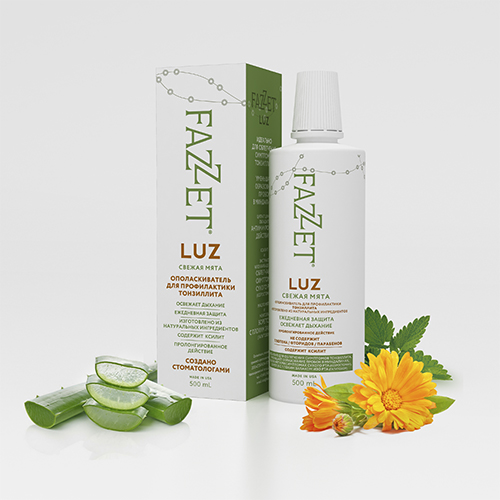 Ополаскиватель полости рта Fazzet Luz organic без фтора против тонзиллита, 500 мл ополаскиватель для рта без фтора органический мятный концентрированный 100 ml