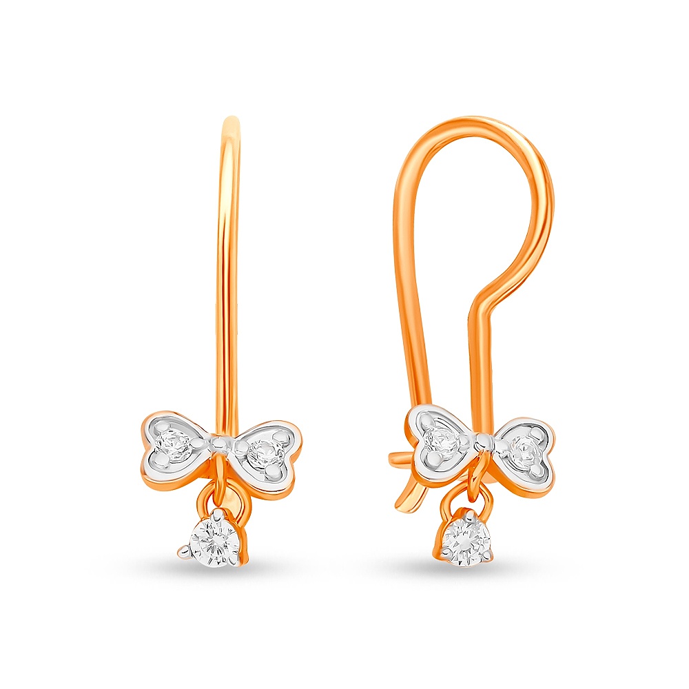 

Серьги подвески из красного золота 585Gold 602001366, фианит, 602001366