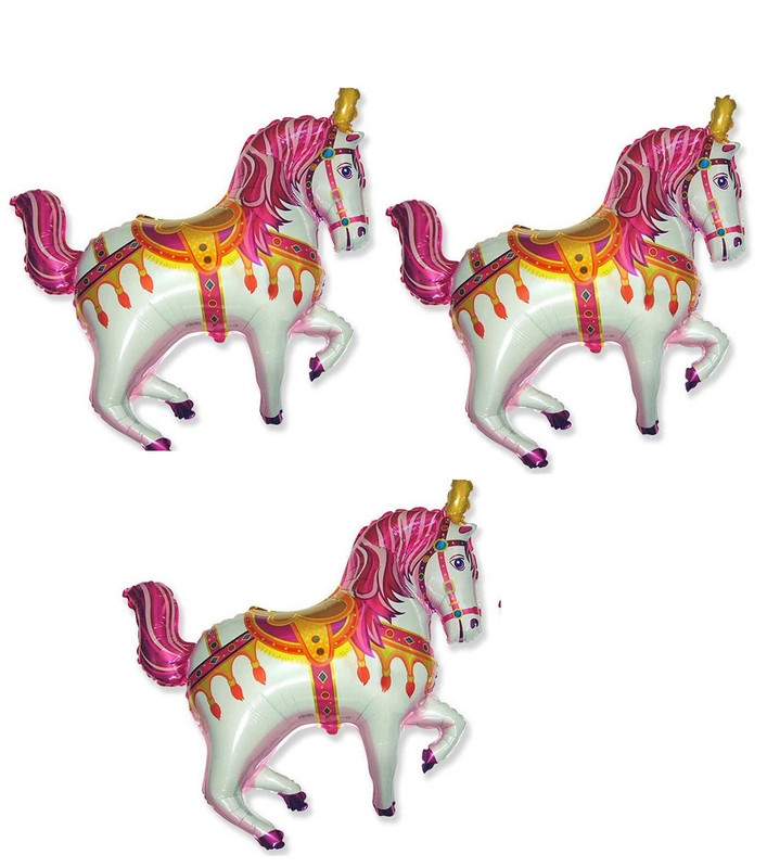 фото Шар фольгированный flexmetal мини фигура лошадь цирковая 38 см набор 3 шт