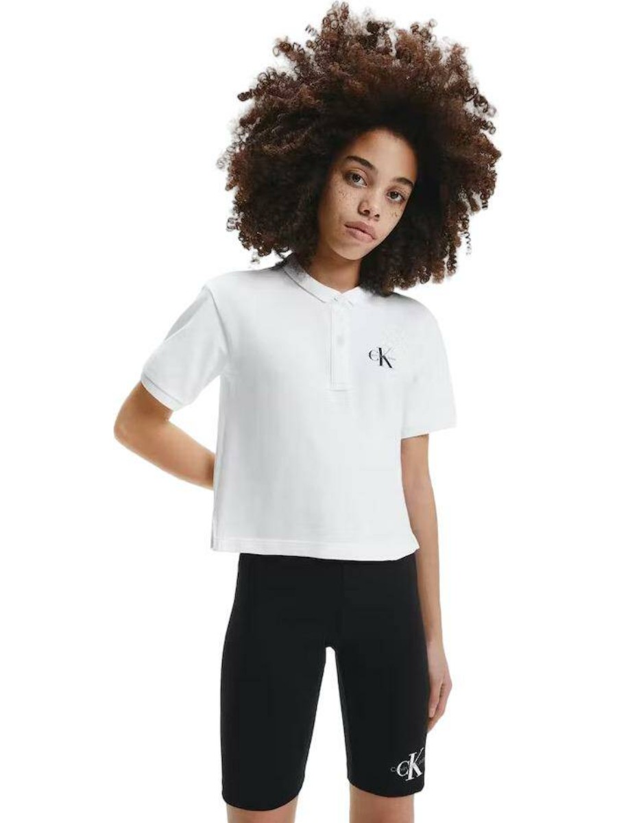 

Поло детское Calvin Klein Monogram Pique Polo Top белый 158, Monogram Pique Polo Top