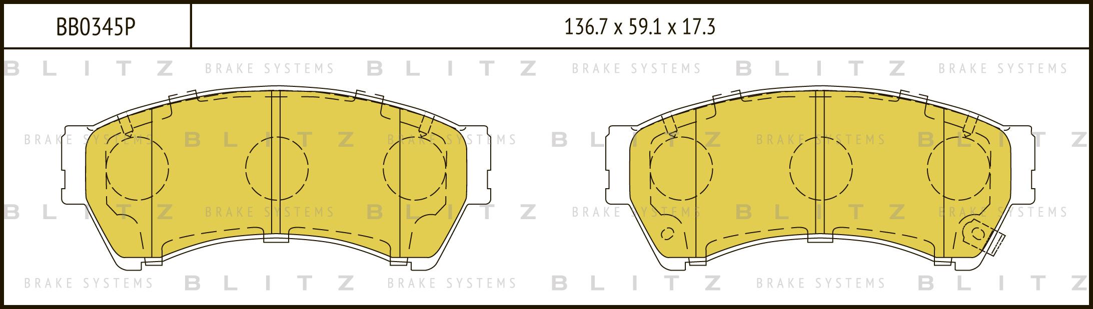 

Тормозные колодки BLITZ передние дисковые Bb0345P