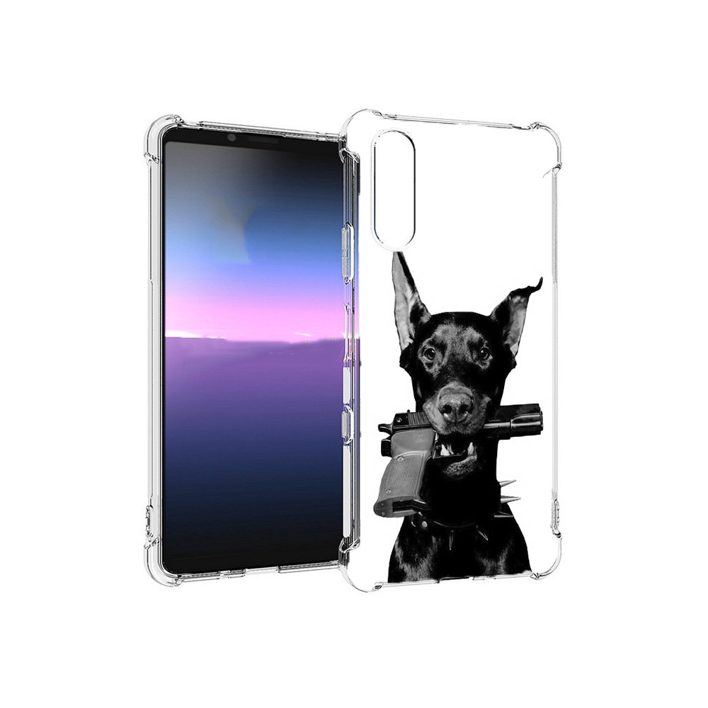 

Чехол MyPads Tocco для Sony Xperia 10 III доберман с пистолетом (PT161504.223.331), Прозрачный, Tocco