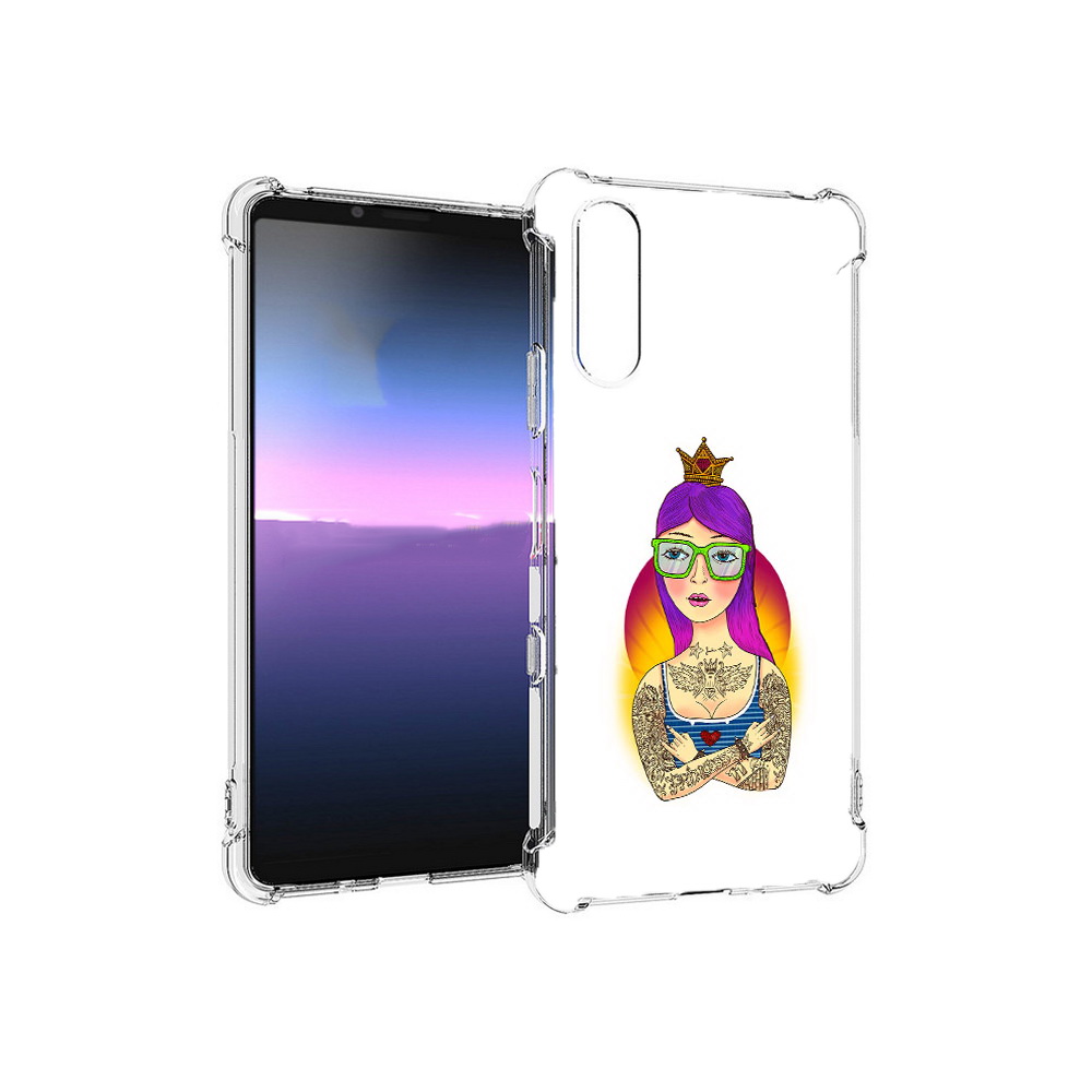 

Чехол MyPads Tocco для Sony Xperia 10 III девушка в татуировках с короной, Прозрачный, Tocco