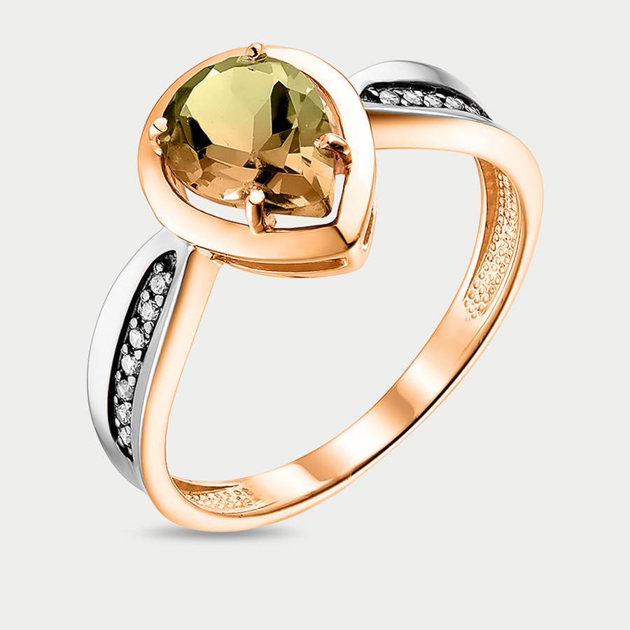 Кольцо из розового золота р. 17,5 Гранат 11802784, фианит