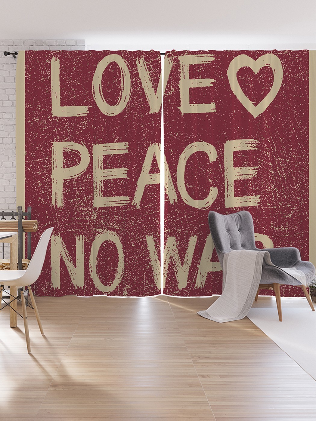 

Шторы под лён JoyArty "Мир без войны", серия Oxford DeLux, 340х265 см, Мир без войны