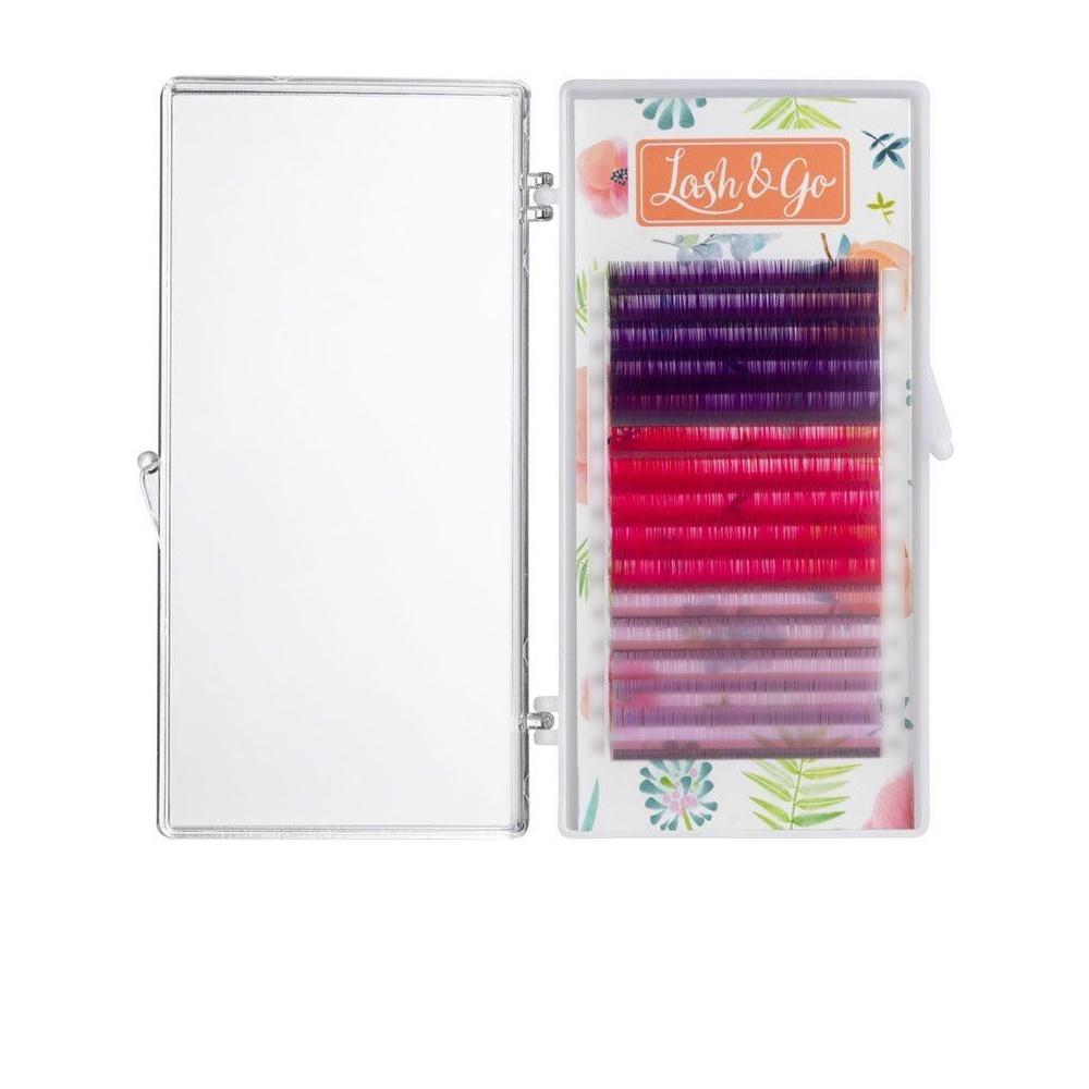 

Цветные ресницы Lash&Go микс 0,07 D 8-12 mm Raspberry 15 линий, Разноцветный