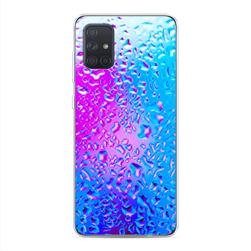 

Чехол на Samsung Galaxy A71 4G "Капли на стекле", Голубой;розовый, 29050-3